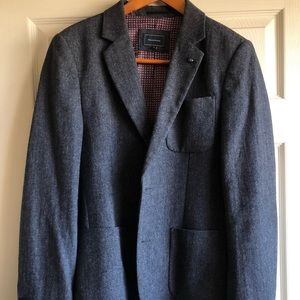 7 Diamonds Herringbone Navy Blue Blazer